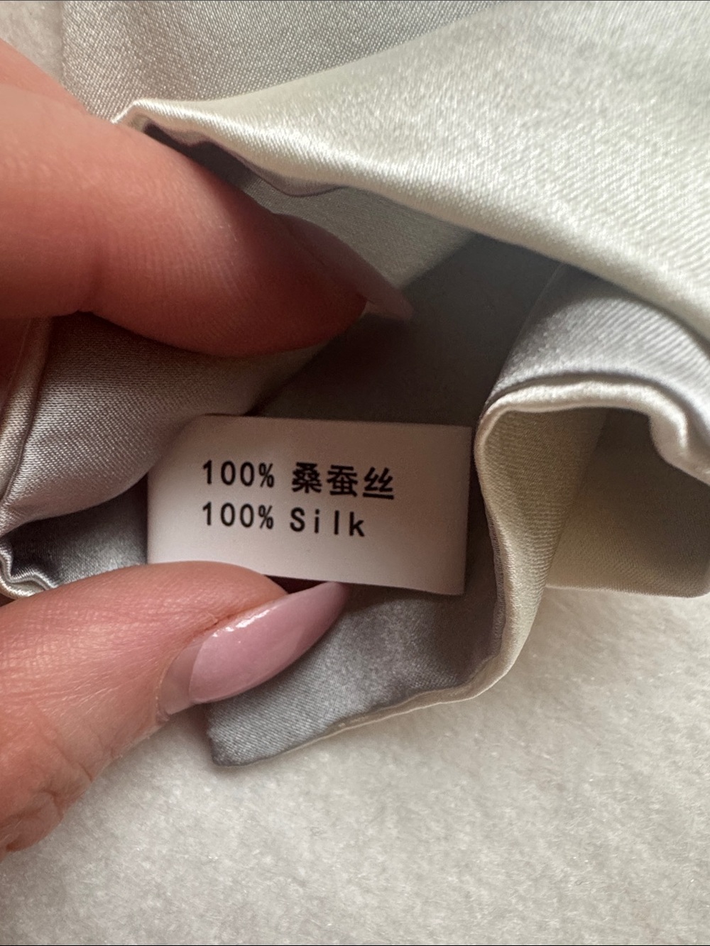 Luxury 100% Mulberry Silk Hand Embroidered Long Scarf Silver Gray - Picture 2 of 3